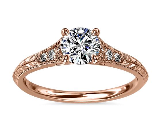 14 كيلو روز الذهب مختبر نمت المويسانتي الدائري ضياء RD6mm 0.8ct لحضور حفل زفاف