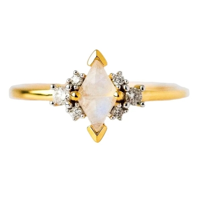 925 الفضة الاسترليني مجوهرات قوس قزح Moonstone Blue Natural Moonstone Ring