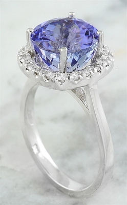 زهرة تصميم JewellersClub التنزانيت الدائري خاتم فضة الاسترليني مع لهجة الماس الأبيض