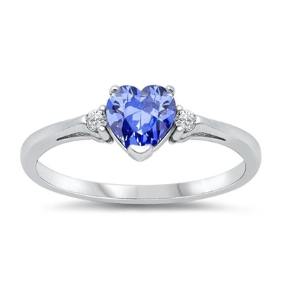زهرة تصميم JewellersClub التنزانيت الدائري خاتم فضة الاسترليني مع لهجة الماس الأبيض