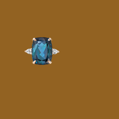 Soiree London Blue Topaz and Diamond Cocktail Engagement Ring مجوهرات مصدق