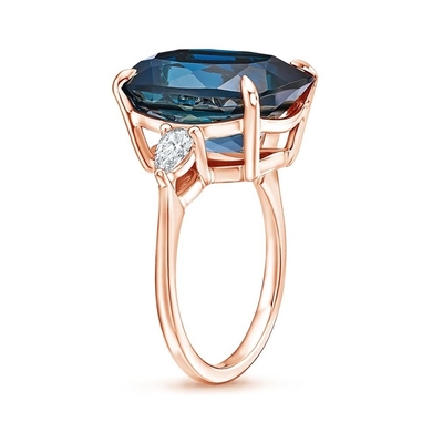 Soiree London Blue Topaz and Diamond Cocktail Engagement Ring مجوهرات مصدق