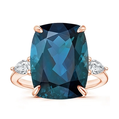Soiree London Blue Topaz and Diamond Cocktail Engagement Ring مجوهرات مصدق
