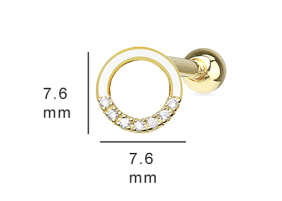 0.126ct 14k أقراط الذهب الماس الغضروف ، 14 قطعة أقراط اللولب الثاقب OEM