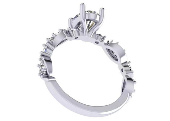 6.4mm 18k الذهب الأبيض خاتم الماس الاشتباك ، خاتم الماس الشكل البيضاوي OEM ODM