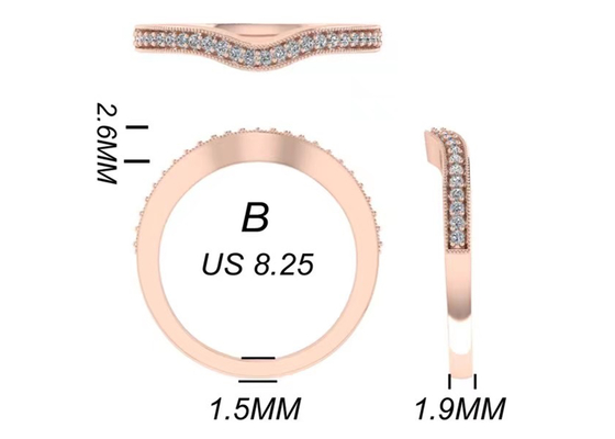 0.8ct 14K Solid Gold Jewellery ، طقم خاتم خطوبة من الذهب الوردي RA5.6 × 4.5MM