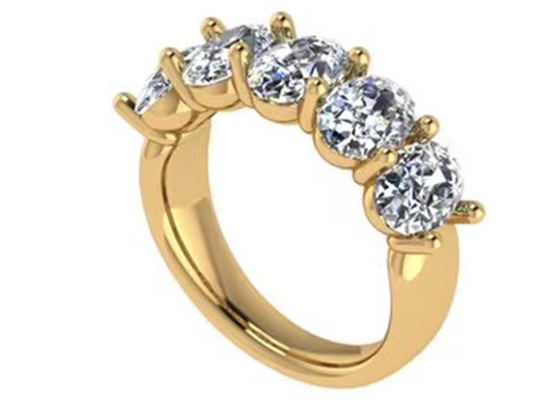 خاتم خطوبة بيضاوي من الذهب الأصفر عيار 18 قيراط مقاس 6.43x 4.7x3.03mm ODM