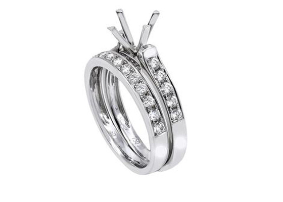 خاتم خطوبة دائري مزدوج الشكل ، 0.72ct خاتم ذهب أبيض عيار 18 قيراط OEM ODM