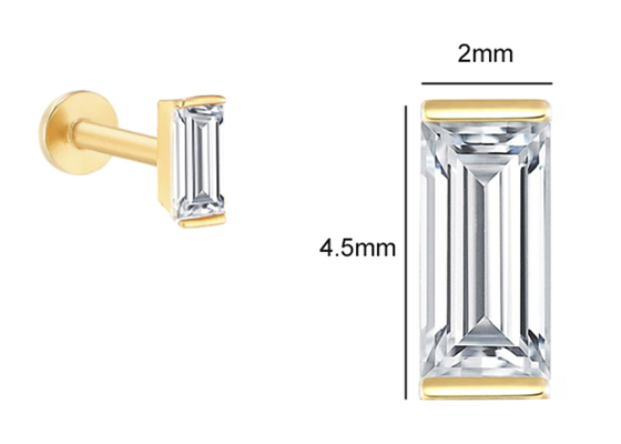 14K الذهب ثقب الجسم مجوهرات القرط OEM ODM مع الماس المستطيل