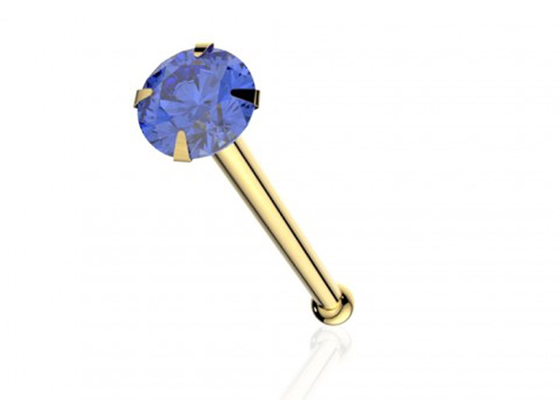 1.25-3.0mm 18K Gold Nose Piercing OEM ODM بالحجر الطبيعي