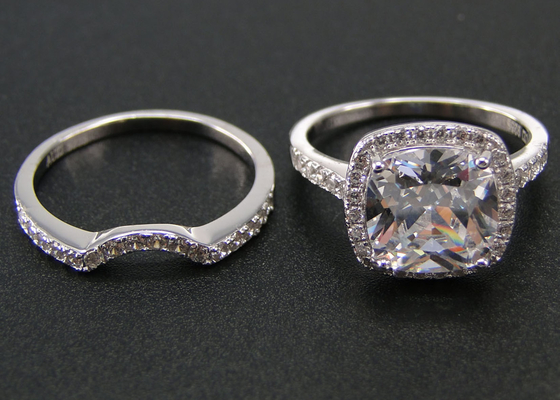 هالو 1.0ct الماس المشاركة خواتم الزفاف 53PCS نوع الإعداد الشق