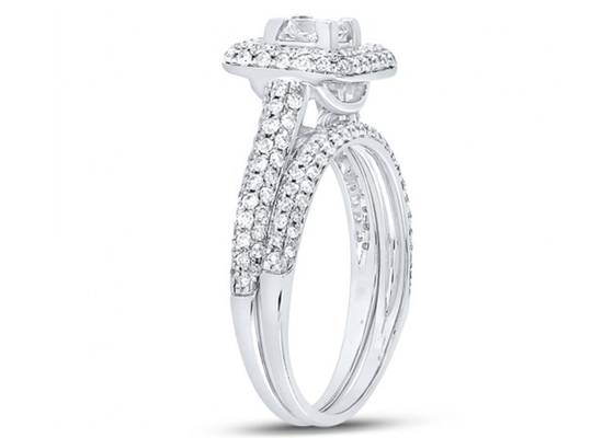 14 كيلو الذهب الأصفر مربع قطع الوعد خواتم 0.8ct ثلاثة أحجار