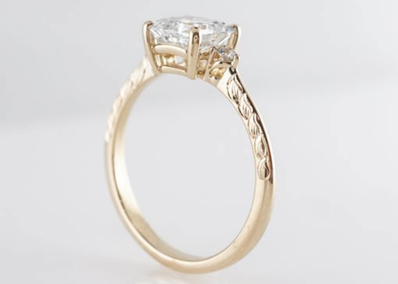 14K روز الذهب Asscher قطع الماس خاتم الخطوبة 1.29ct النمط الكلاسيكي
