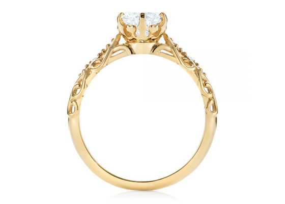 14K الذهب الأصفر الحقيقي الماس والمجوهرات الدائري نمط خمر 6.5mm الحجم OEM