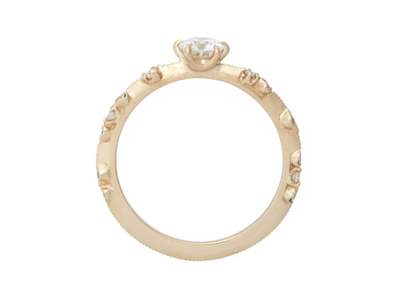 4mm الحجم الحقيقي الماس والمجوهرات الدائري 14K 18K ارتفع الذهب المادي ODM