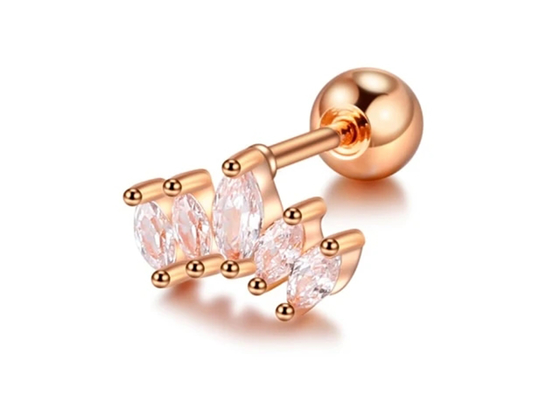 16g ولي شكل الذهب هيئة ثقب الأقراط والمجوهرات 6mm طول مع Mq الماس