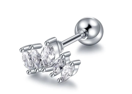 16g ولي شكل الذهب هيئة ثقب الأقراط والمجوهرات 6mm طول مع Mq الماس