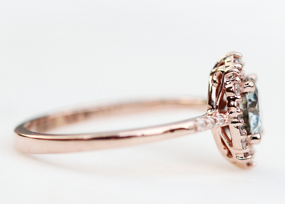 1.2ct 1 قطع المويسانتي خواتم الخطبة للنساء 14 كيلو روز الذهب المادي