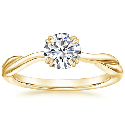 0.8ct Lab نمت Moissanite Ring 14K الذهب الأصفر مادة ODM OEM