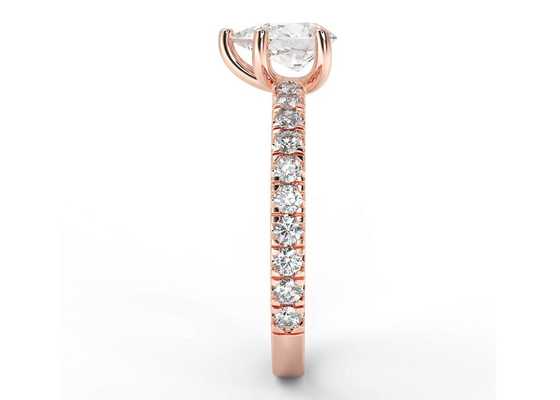 Wedding18K خاتم ذهب وردي كمثرى قص 0.80ct DGC شهادة ODM