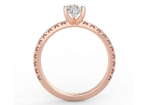 Wedding18K خاتم ذهب وردي كمثرى قص 0.80ct DGC شهادة ODM