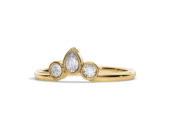 0.4CT V على شكل خاتم زفاف مع خاتم خطوبة ، خواتم ألماس قابلة للتكديس 2 مم OEM