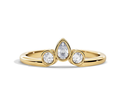 0.4CT V على شكل خاتم زفاف مع خاتم خطوبة ، خواتم ألماس قابلة للتكديس 2 مم OEM
