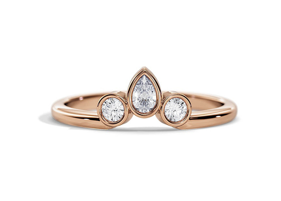 0.4CT V على شكل خاتم زفاف مع خاتم خطوبة ، خواتم ألماس قابلة للتكديس 2 مم OEM