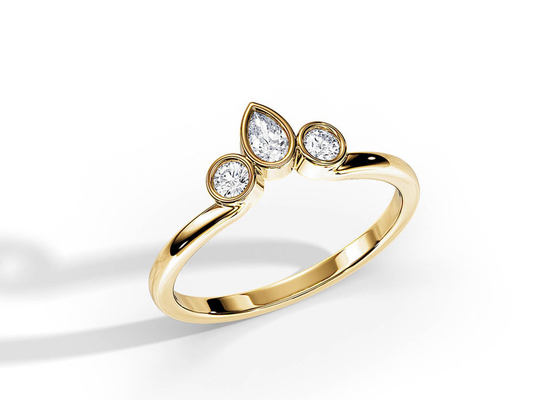 0.4CT V على شكل خاتم زفاف مع خاتم خطوبة ، خواتم ألماس قابلة للتكديس 2 مم OEM