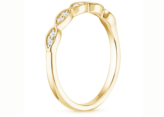 Marquise Shape 14K Yellow Gold Jewelry Ring 1mm-2mm حجم شريط الإعداد نوع