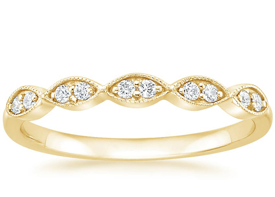 Marquise Shape 14K Yellow Gold Jewelry Ring 1mm-2mm حجم شريط الإعداد نوع