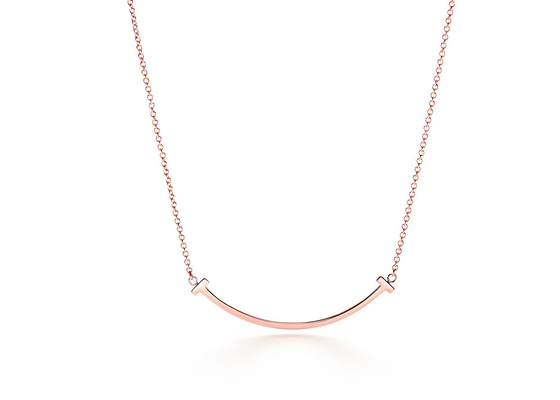 18K Rose Gold Neklace ، عقد بقلادة Smile مقاس 16-18 بوصة بطول قابل للتعديل