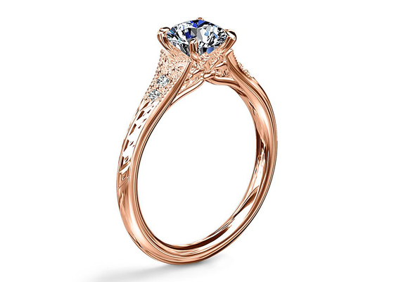 14 كيلو روز الذهب مختبر نمت المويسانتي الدائري ضياء RD6mm 0.8ct لحضور حفل زفاف